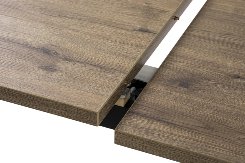 Кухонный обеденный раздвижной стол Макта, 140(170)х85х73, дуб велингтон / черный матовый