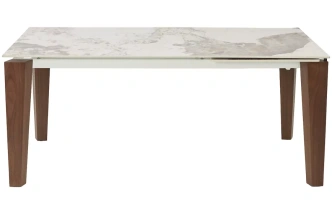 Обеденный раздвижной стол Esmir 180, gloss luxury pandora solid ceramic, орех