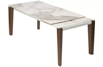 Обеденный раздвижной стол Esmir 180, gloss luxury pandora solid ceramic, орех