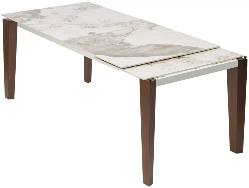 Обеденный раздвижной стол Esmir 180, gloss luxury pandora solid ceramic, орех