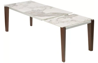 Обеденный раздвижной стол Esmir 180, gloss luxury pandora solid ceramic, орех