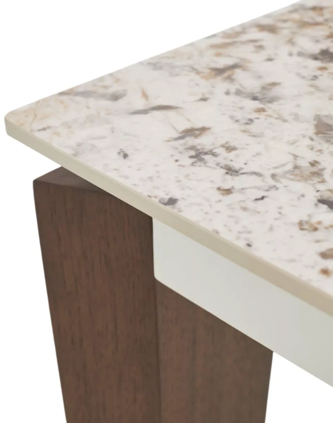 Обеденный раздвижной стол Esmir 180, gloss luxury pandora solid ceramic, орех