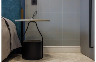 Журнальный стол 58DB-ET17040, 45x45x63, МДФ, светло-серый / черный