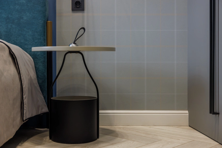 Журнальный стол 58DB-ET17040, 45x45x63, МДФ, светло-серый / черный