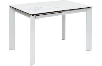Кухонный стол раздвижной Corner 120, Matte Statuario Белый мрамор матовый керамика, стекло, белый каркас