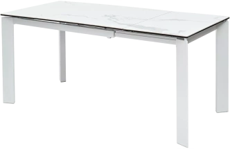 Кухонный стол раздвижной Corner 120, Matte Statuario Белый мрамор матовый керамика, стекло, белый каркас