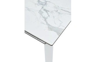 Кухонный стол раздвижной Corner 120, Matte Statuario Белый мрамор матовый керамика, стекло, белый каркас