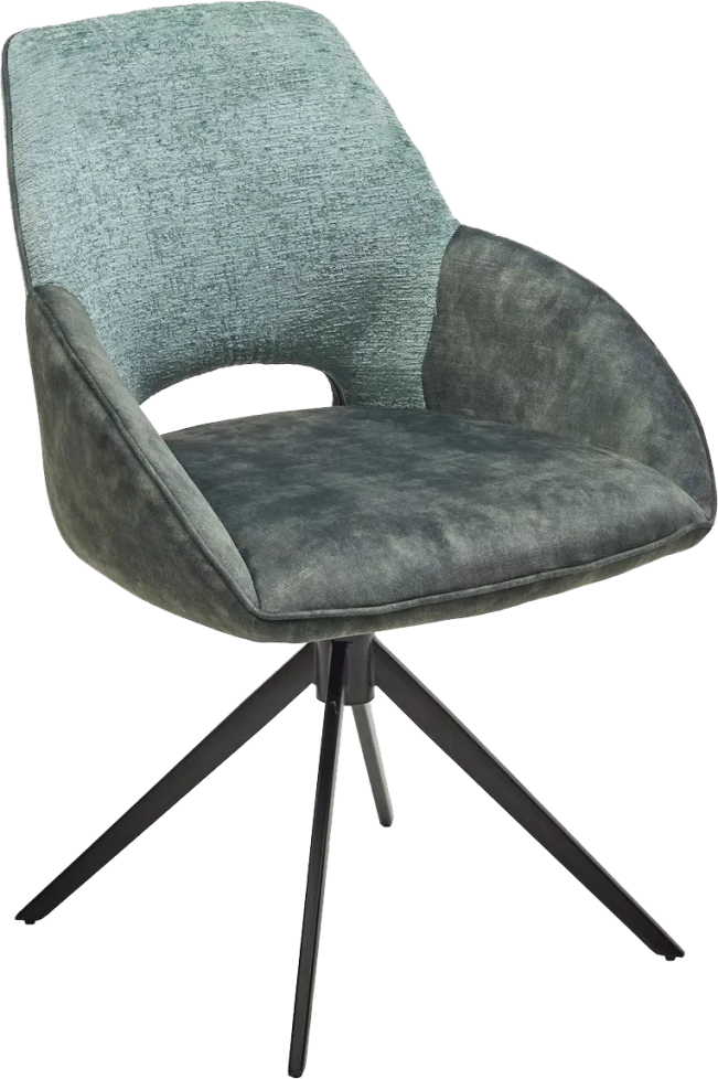 Стул Berries, мягкий, поворотный, зеленый Loris-39, темно-зеленый 7525-156, велюр, черный каркас
