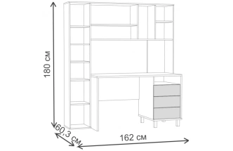 Письменный стол Комфорт 12.95, 162x60,3x180, дуб сонома /  темно-серый