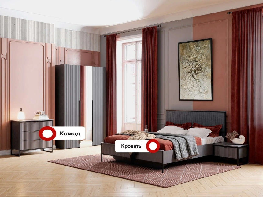 Спальный гарнитур Нора, композиция #2, графит