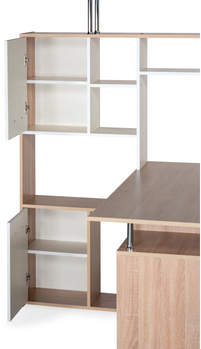 Стол компьютерный левый КС-15, дуб сонома / белый