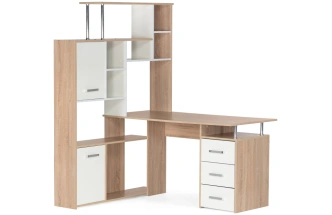 Стол компьютерный левый КС-15, дуб сонома / белый