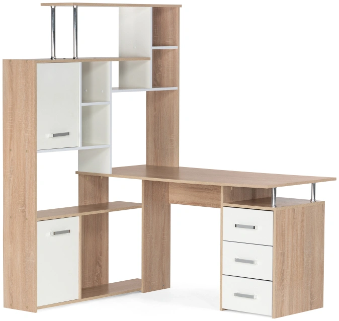 Стол компьютерный левый КС-15, дуб сонома / белый