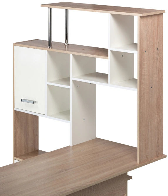 Стол компьютерный левый КС-15, дуб сонома / белый