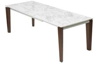 Обеденный раздвижной стол Esmir 180, matte arabescato solid ceramic, орех