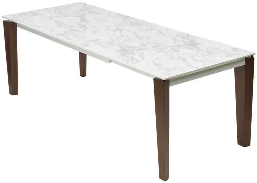 Обеденный раздвижной стол Esmir 180, matte arabescato solid ceramic, орех
