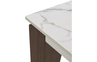 Обеденный раздвижной стол Esmir 180, matte arabescato solid ceramic, орех