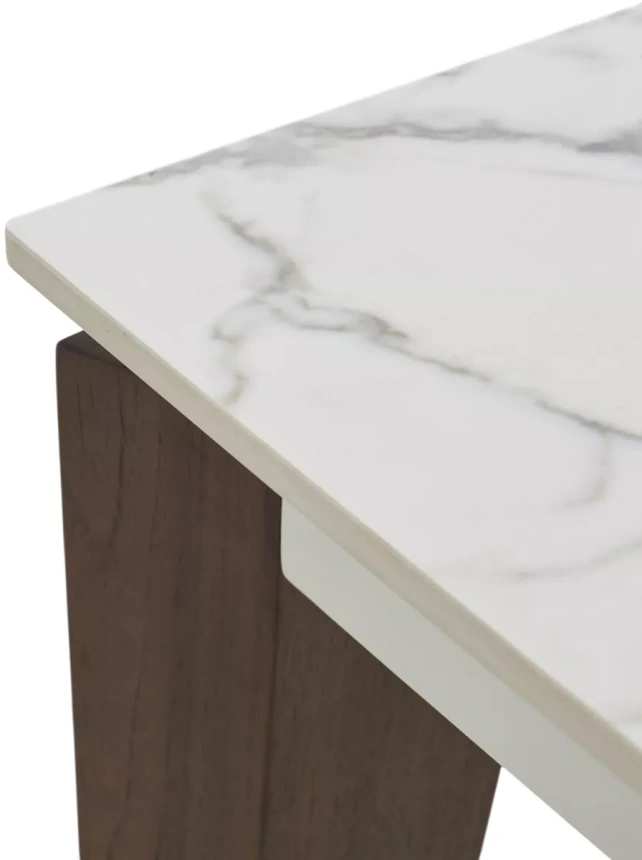 Обеденный раздвижной стол Esmir 180, matte arabescato solid ceramic, орех