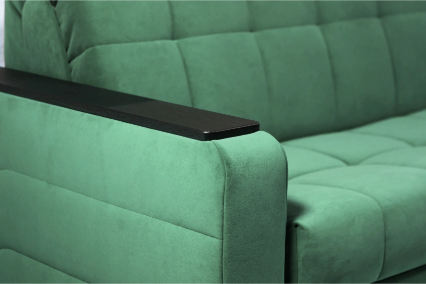 Диван прямой Нельсон 155, ткань Lamb mustard, декор Венге