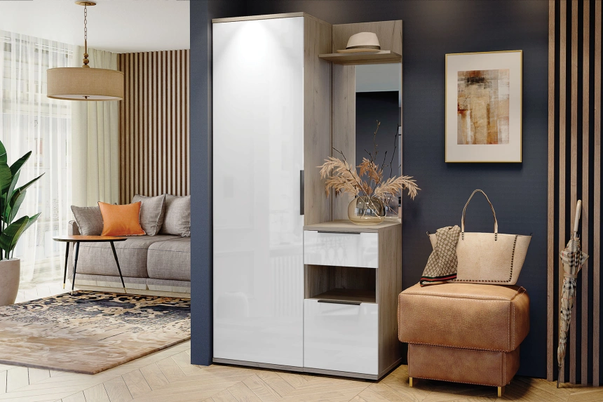 Зеркало Альянс с полкой, Дуб крафт