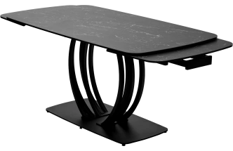 Кухонный стол раздвижной Matera 160, Nero KL-116 Черный мрамор матовый, итальянская керамика, черный каркас