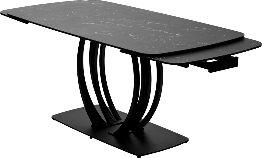 Кухонный стол раздвижной Matera 160, Nero KL-116 Черный мрамор матовый, итальянская керамика, черный каркас