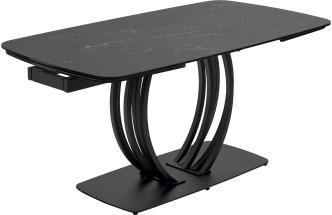 Кухонный стол раздвижной Matera 160, Nero KL-116 Черный мрамор матовый, итальянская керамика, черный каркас