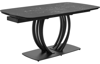 Кухонный стол раздвижной Matera 160, Nero KL-116 Черный мрамор матовый, итальянская керамика, черный каркас