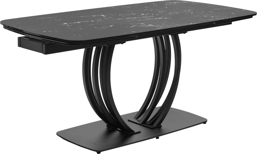 Кухонный стол раздвижной Matera 160, Nero KL-116 Черный мрамор матовый, итальянская керамика, черный каркас
