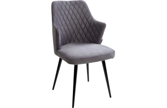 Стул Herman, поворотный, серый #27, велюр, черный каркас