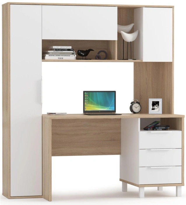 Письменный стол Комфорт 12.95, 162x60,3x180, дуб сонома / белый шагрень