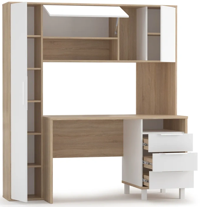 Письменный стол Комфорт 12.95, 162x60,3x180, дуб сонома / белый шагрень