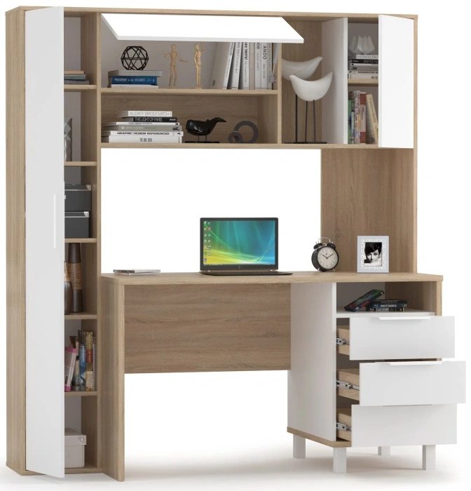 Письменный стол Комфорт 12.95, 162x60,3x180, дуб сонома / белый шагрень
