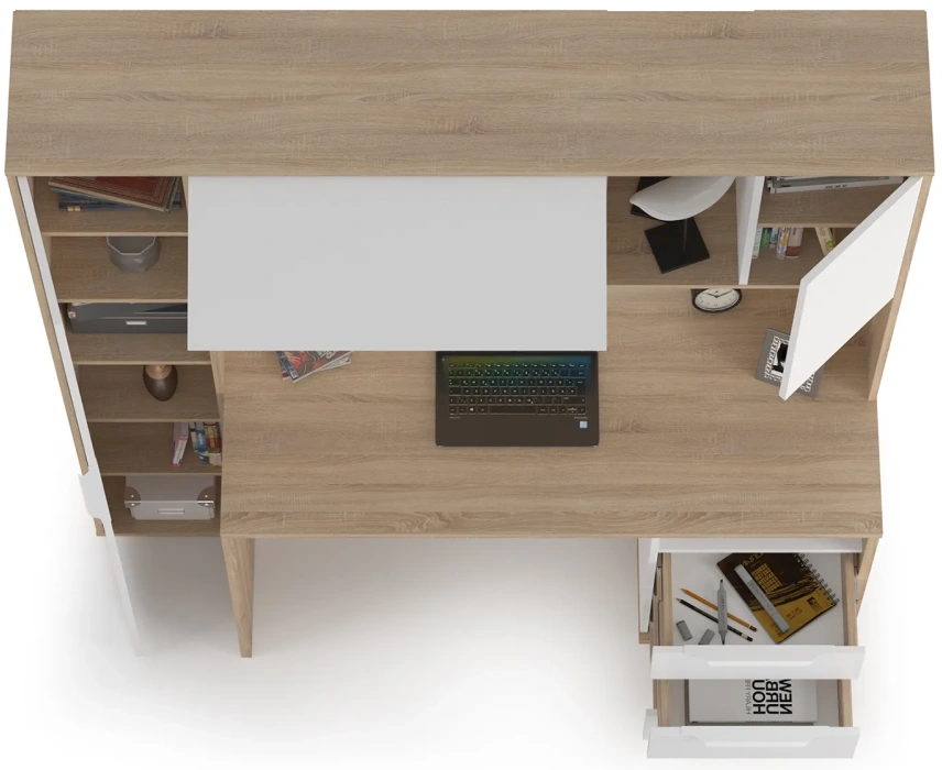 Письменный стол Комфорт 12.95, 162x60,3x180, дуб сонома / белый шагрень