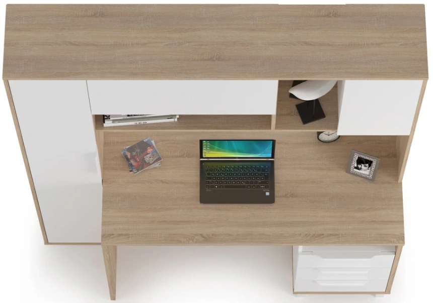 Письменный стол Комфорт 12.95, 162x60,3x180, дуб сонома / белый шагрень