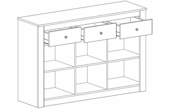 Тумба Даллас, с дверьми и тремя ящиками, дуб винтерберг / таксония