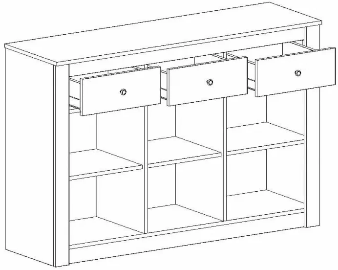 Тумба Даллас, с дверьми и тремя ящиками, дуб винтерберг / таксония