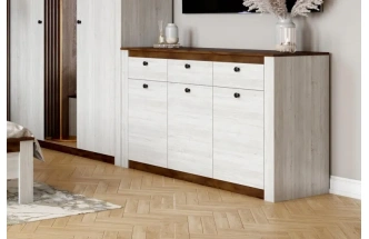 Тумба Даллас, с дверьми и тремя ящиками, дуб винтерберг / таксония