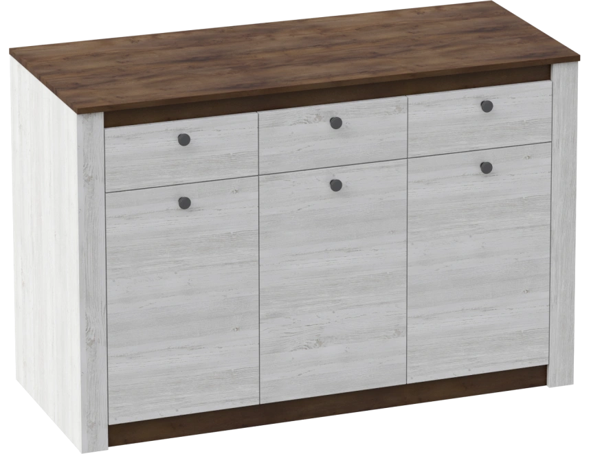 Тумба Даллас, с дверьми и тремя ящиками, дуб винтерберг / таксония