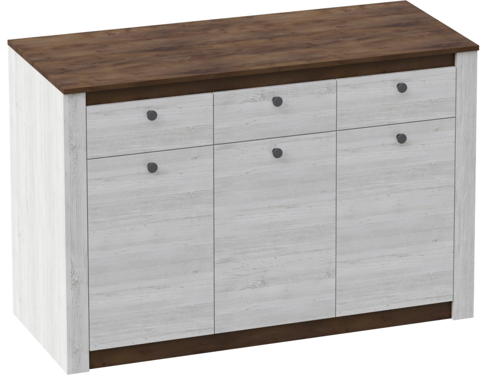Тумба Даллас, с дверьми и тремя ящиками, дуб винтерберг / таксония