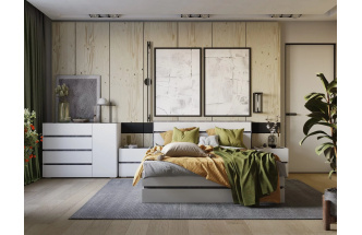 Комод Атлон, с четырьмя ящиками, белый / бетон темный