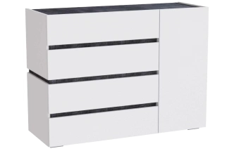 Комод Атлон, с четырьмя ящиками, белый / бетон темный