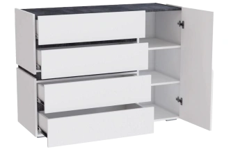 Комод Атлон, с четырьмя ящиками, белый / бетон темный