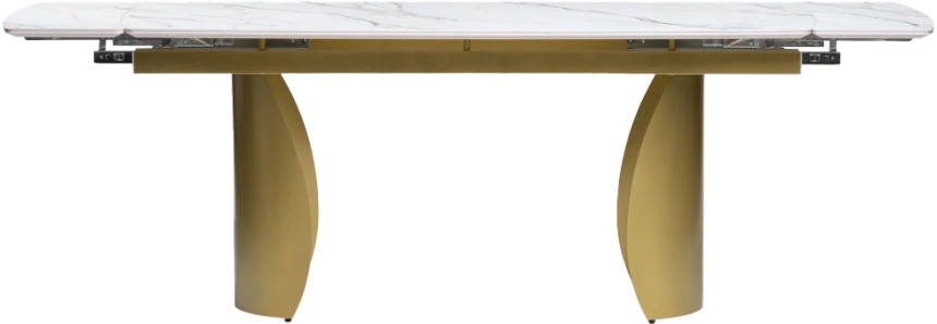 Кухонный стол раздвижной Готланд, 180(240), керамика, вяз скандинавский, каркас золотой