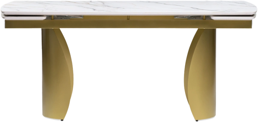 Кухонный стол раздвижной Готланд, 180(240), керамика, вяз скандинавский, каркас золотой