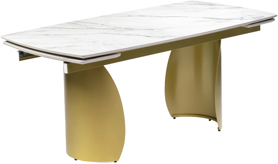 Кухонный стол раздвижной Готланд, 180(240), керамика, вяз скандинавский, каркас золотой