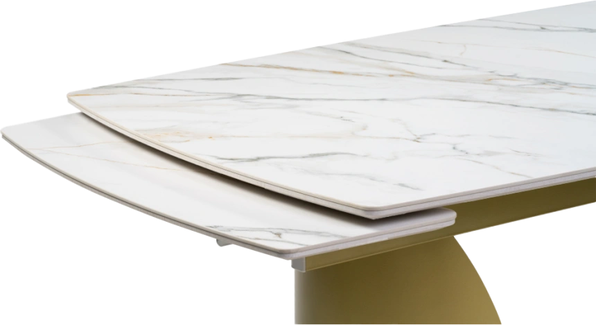 Кухонный стол раздвижной Готланд, 180(240), керамика, вяз скандинавский, каркас золотой