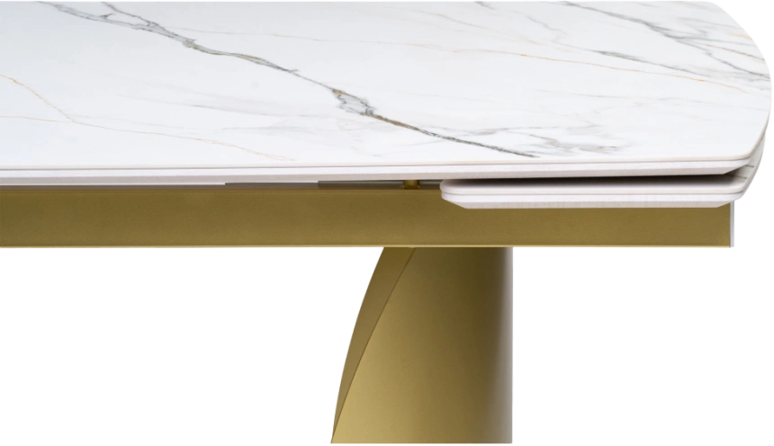 Кухонный стол раздвижной Готланд, 180(240), керамика, вяз скандинавский, каркас золотой