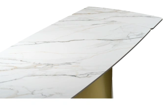 Кухонный стол раздвижной Готланд, 180(240), керамика, вяз скандинавский, каркас золотой