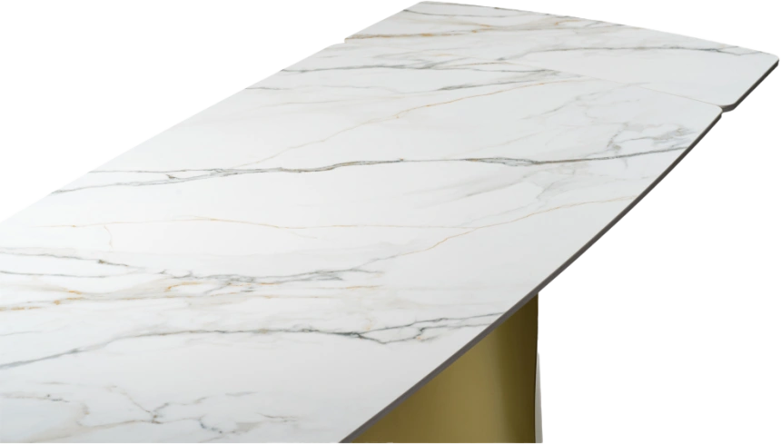 Кухонный стол раздвижной Готланд, 180(240), керамика, вяз скандинавский, каркас золотой